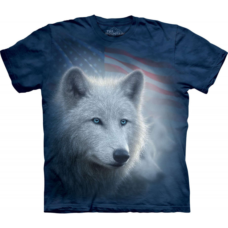 Patriotic White Wolf T-Shirt - clothingmonster.com
