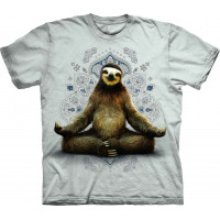 Vriksasana Sloth in Light Gray T-Shirt