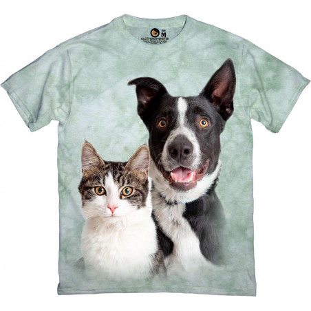 Tabby White Cat and Happy Border Collie T-Shirt Tabby White Cat and Happy Border Collie T-Shirt