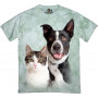 Tabby White Cat and Happy Border Collie T-Shirt