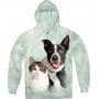 Tabby White Cat and Happy Border Collie Hoodie