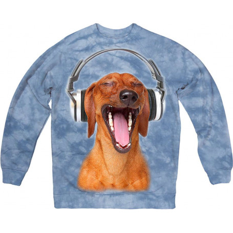 Dachshund Listen Music in Headphones Sweatshirt