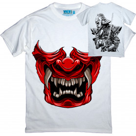 Samurai Mask T-Shirt with chest and back graphic print Samurai Mask T-Shirt with chest and back graphic print
