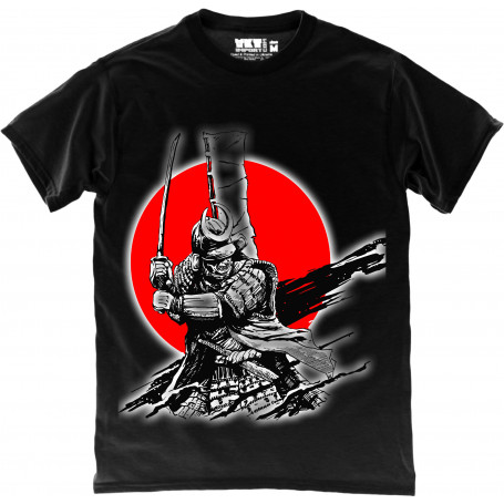 Samurai Warrior in Black T-Shirt