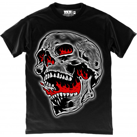 Burning Skull in Black T-Shirt