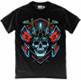 Blue Skull Samurai in Black T-Shirt