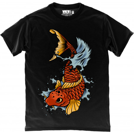 Golden Fish in Black T-Shirt
