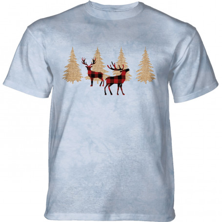 Flannel Deer in Blue T-Shirt
