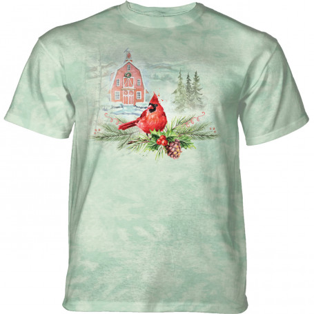 Holiday Cardinal in Green T-Shirt