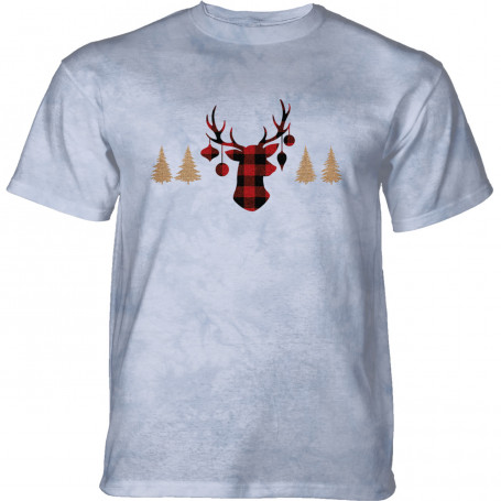 Flannel Decorated Deer in Blue T-Shirt