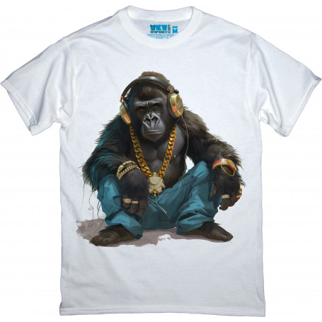 Gorilla Wearing Headphones T-Shirt