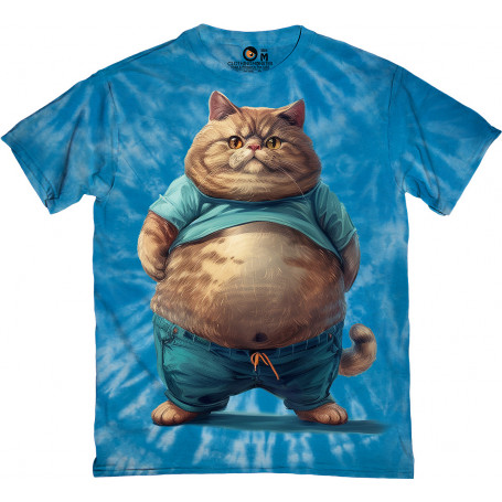 Fat Cat in Blue T-Shirt