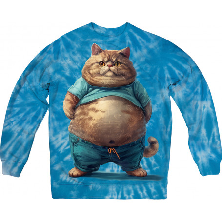 Fat Cat in Blue Sweatshirt