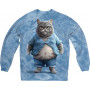 Cat with Belly in Blue Sweatshirt
