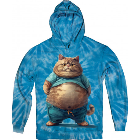Fat Cat in Blue Hoodie
