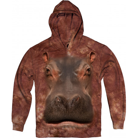 Realistic Hippo Face Hoodie