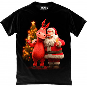 Santa and Red Horse T-Shirt