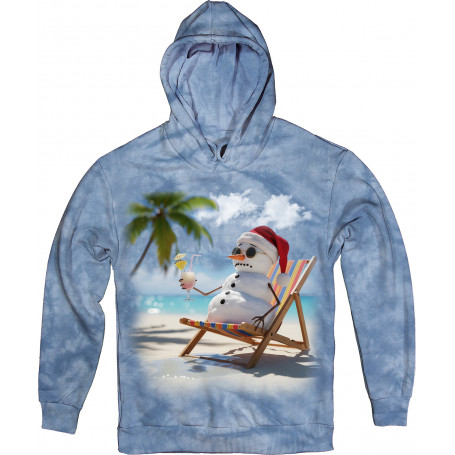 Beach Chill Snowman – Tropical Christmas Hoodie