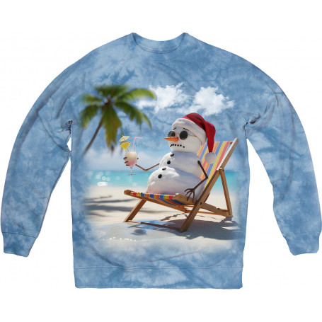 Beach Chill Snowman – Tropical Christmas Sweatshirt