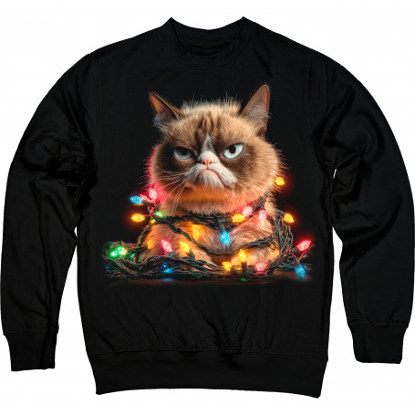 Grumpy Christmas Lights Cat Sweatshirt