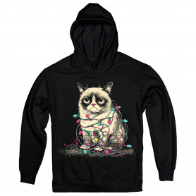 Grumpy Cat Tangled in Lights Hoodie