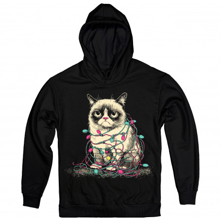 Grumpy Cat Tangled in Lights Hoodie