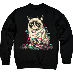 Grumpy Cat Tangled in Lights Sweatshirt