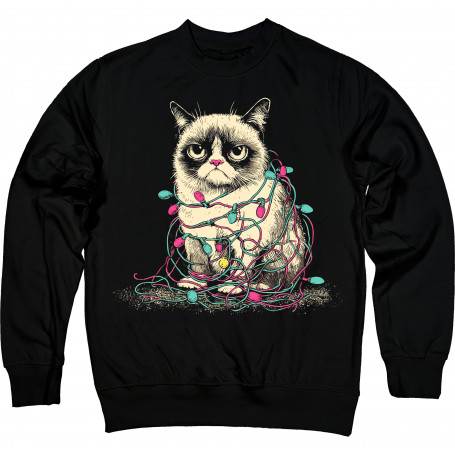 Grumpy Cat Tangled in Lights Sweatshirt