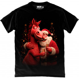 Santa and Red Horse – Christmas Celebration T-Shirt