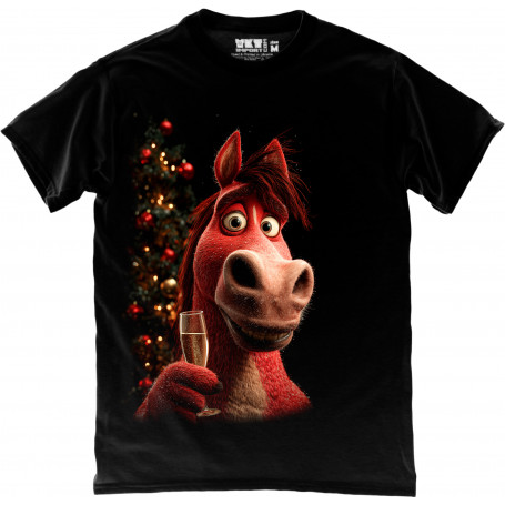 Festive Red Horse Toast – Christmas T-Shirt