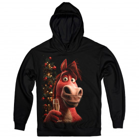 Festive Red Horse Toast – Christmas Hoodie