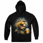 Foamy beer hamster graphic on a black hoodie