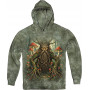 Forest Guardian woodland spirit graphic on a green hoodie