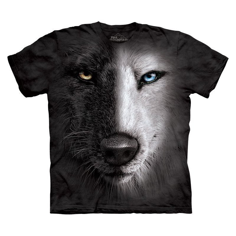 Black And White Wolf Face T-Shirt - clothingmonster.com